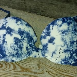 Nautica Intimates Push up Bra, 34B, Navy Blue Tie Dye